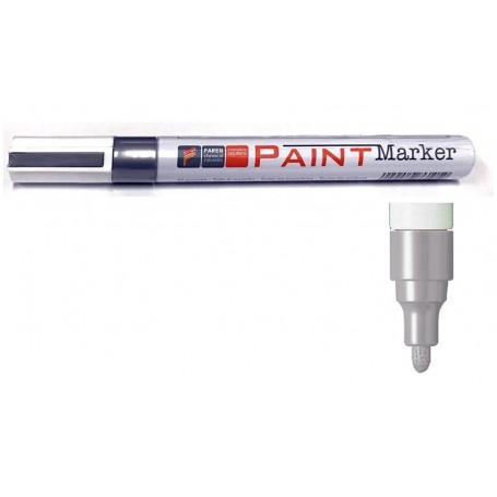 FAREN PAINT MARKER PENNARELLO INDELEBILE A VERNICE COLORE ARGENTO PUNTA MEDIA