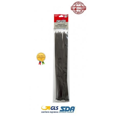 FASCETTE IN PLASTICA NERA PER CABLAGGIO, L-350MM SET DA 30PZ, IN BUSTA DI NYLON