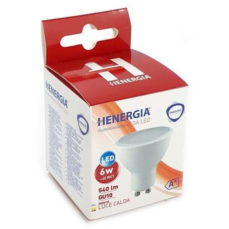 HENERGIA VEGA FARETTO LED GU10 6W 540LM 3000K GU10 A+, BEAM ANGLE 120 - SAMSUNG CHIP INSIDE