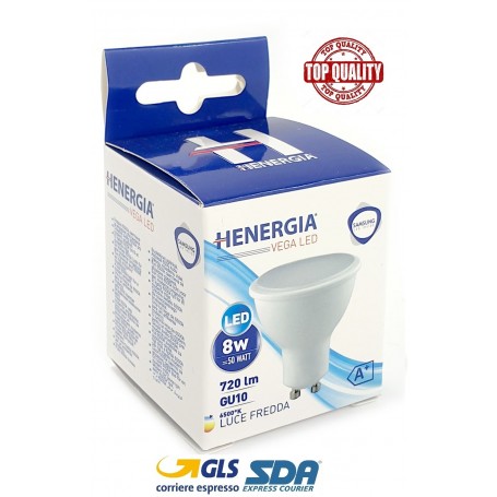 HENERGIA VEGA FARETTO LED GU10 8W 720LM 6500K 220V LUCE FREDDA SAMSUNG CHIP INSIDE