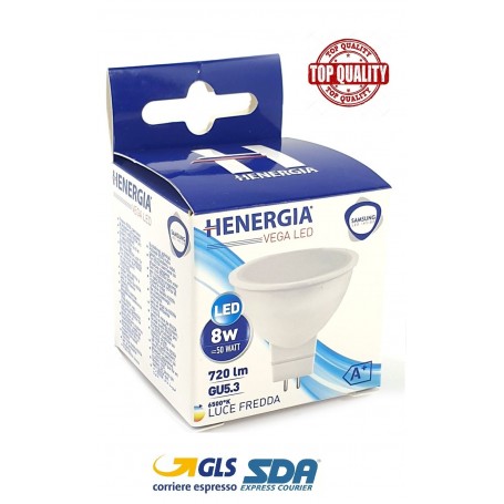 HENERGIA VEGA FARETTO LED GU5.3 8W MR16 720LM 6500K 220V LUCE FREDDA SAMSUNG CHIP INSIDE