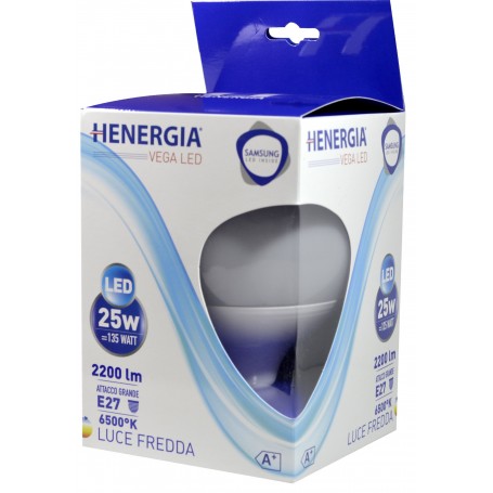 HENERGIA VEGA GLOBO G120 25W LED 6500K 2200LM E27 A+ SAMSUNG CHIP INSIDE LUCE FREDDA