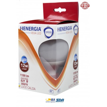 HENERGIA VEGA GLOBO G95 12W LED 3000K 1100LM E27 A+ SAMSUNG CHIP INSIDE LUCE CALDA