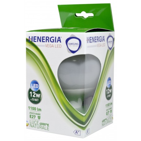 HENERGIA VEGA GLOBO G95 12W LED 4000K 1180LM E27 A+ SAMSUNG CHIP INSIDE LUCE NATURALE