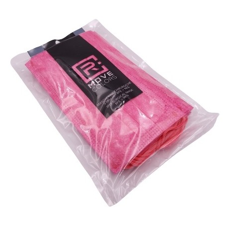 10 PZ - MASCHERINE CHIRURGICHE RMOVE (CE) COLORE ROSA SCURO 3 VELI IN TNT + GANCIO REGOLABILE