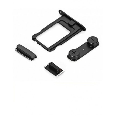 PER APPLE IPHONE 5G NERO SET DI RICAMBIO PULSANTI (VOLUME-MUTE-ON/OFF-CARRELLO SIM)