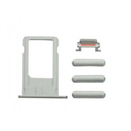 PER APPLE IPHONE 6G SILVER SET DI RICAMBIO PULSANTI (VOLUME-MUTE-ON/OFF-CARRELLO SIM)