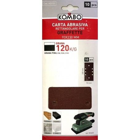 KOMBO SET 10 RICAMBI CARTA ABRASIVA GRANA 120 PER LEVIGATRICI ORBITALI