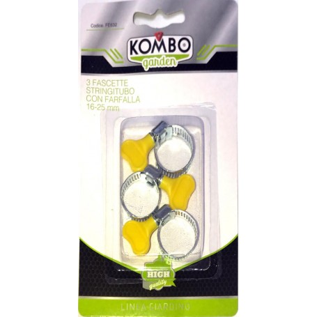 KOMBO SET 3PZ FASCETTE STRINGITUBO IN ACCIAIO CON  FARFALLA IN PLASTICA 1" 16-25 MM