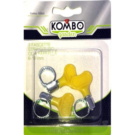 KOMBO SET 3PZ FASCETTE STRINGITUBO IN ACCIAIO CON  FARFALLA IN PLASTICA 1/2" 6-12 MM