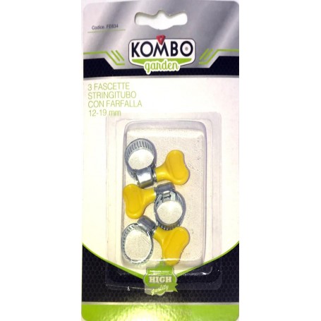 KOMBO SET 3PZ FASCETTE STRINGITUBO IN ACCIAIO CON  FARFALLA PLASTICA 3/4" 12-19 MM