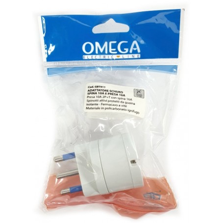 OMEGA ADATTATORE SCHUKO 16A 2P+T BIANCO