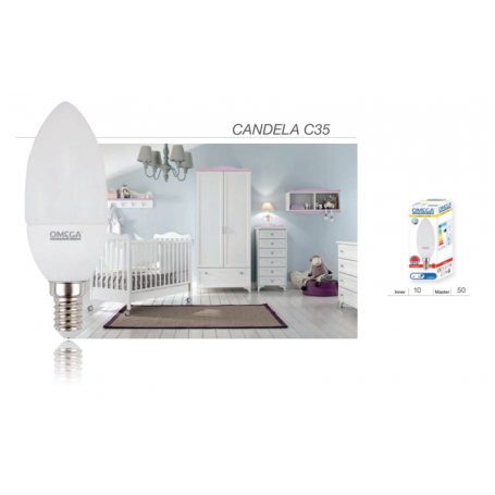 OMEGA CANDELA LED C35 6W 3000K 500LM E14 A+  LUCE CALDA