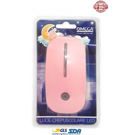 OMEGA PUNTO LUCE SENSORE CREPUSCOLARE 1.2W 80LM 6500K SPINA 10A COLORE ROSA