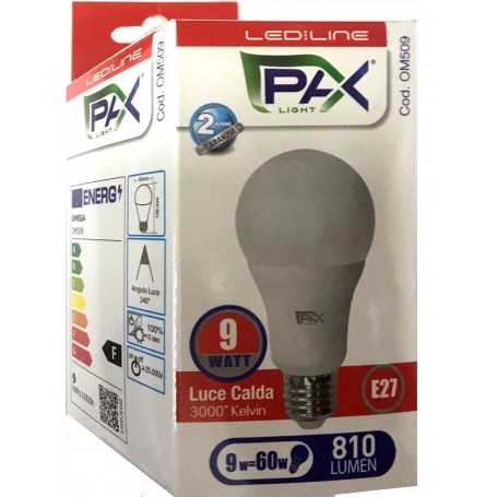 PAX LIGHT GOCCIA LED A60 9W 810LM 3000K E27 LUCE CALDA