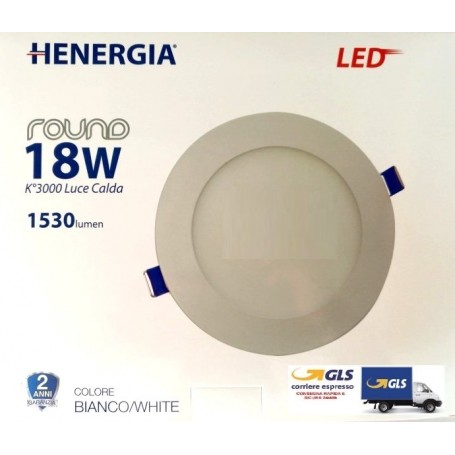 ROUND PANEL LED INCASSO 18W TONDO 3000K 120° 1530LM 220/240V 50/60Hz DIMENS.225X22 LUCE CALDA