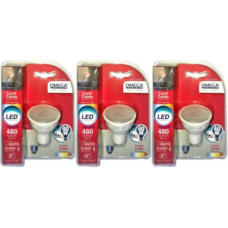 SET 3 PZ OMEGA FARETTO GU10 6W LED 3000K 540LM GU10 A+