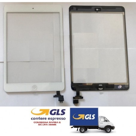 TOUCH SCREEN PER APPLE IPAD MINI 3 BIANCO WIFI 3G A1599/A1600 IC INCLUSO + BIADESIVO