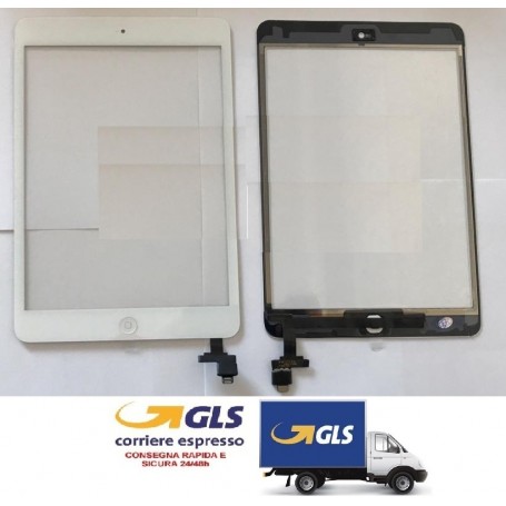 TOUCH SCREEN PER APPLE IPAD MINI BIANCO WIFI 3G A1454 A1455 A1489 VETRO+TASTO E BIADESIVO