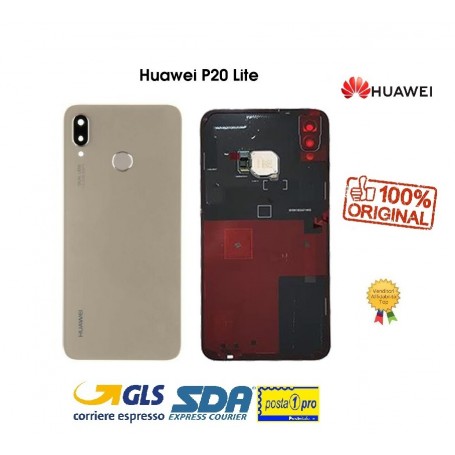 BACK COVER POSTERIORE  ORIGINALE HUAWEI P20 LITE ANE-LX1 GOLD+BIADESIVO