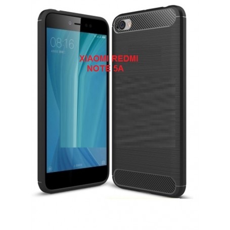 XIAOMI REDMI NOTE 5A CUSTODIA ANTISCIVOLO SHELL IN FIBRA DI CARBONIO COLORE NERO