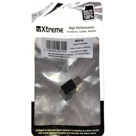 XTREME ADATTATORE DA TYPE C FEMMINA A USB MASCHIO