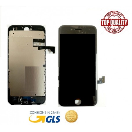 DISPLAY LCD RETINA PER APPLE IPHONE 7 NERO VERSIONE OEM + PIASTRA + ALLOGGI VARI