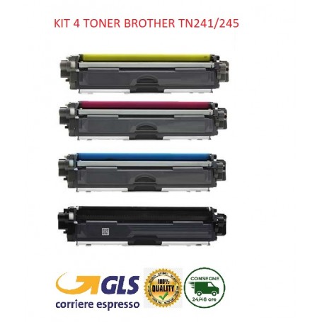 KIT 4 TONER TN 241 - 4 COLORI COMPATIBILI PER BROTHER  HL3140CW HL3170 DCP9020