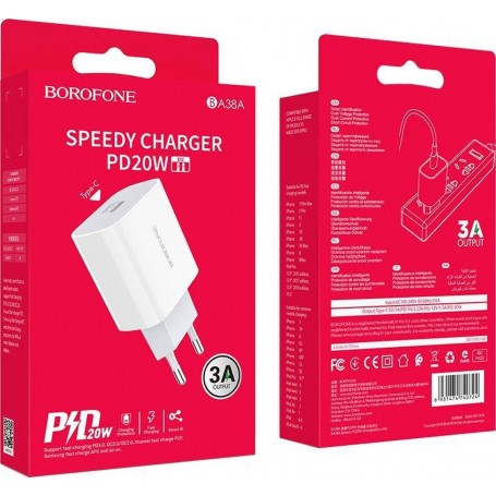 BOROFONE BA38A speedy Caricabatterie PD3.0 20W Power Delivery TYPE C