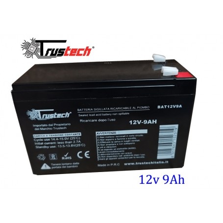 TRUSTECH BATTERIA 12V 9AH AL PIOMBO - BAT12V9A COMPATIBILE PER UPS