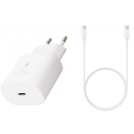 SAMSUNG ALIMENTATORE USB-C 25W FAST ULTRA + CAVO USB-C COLORE BIANCO IN BULK