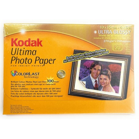 CARTA FOTOGRAFICA KODAK ULTIMA PHOTO PAPER 10 X 15 270GR. 20FOGLI