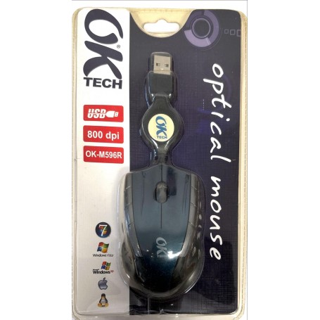 MOUSE OPTICAL USB/PS2 OK-M596R VERDE FILO RETRATTILE OK TECH