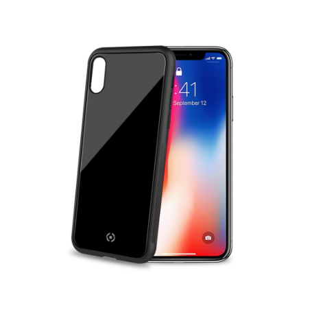 CELLY DIAMOND CUSTODIA  PER IPHONE X IN  VETRO TEMPERATO NERO