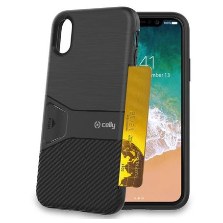 CELLY POCKET COVER PER IPHONE 8 COLORE NERO CON PORTA CARTE