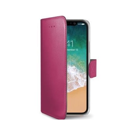 CELLY WALLY CUSTODIA ALIBRO PER IPHONE X COLORE ROSA