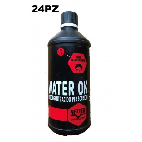 24 PZ NETTEX WATER - OK ACIDO DISGORGANTE PER SCARICHI 0,75 LT - TIPO FAREN MELT