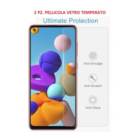 2 pz. PELLICOLA IN VETRO TEMPERATO PER SAMSUNG GALAXY A21S A215 0.26MM 9H 2.5D