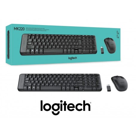 KIT LOGITECH MK220 TASTIERA E MOUSE USB WIRELESS NERO LAYOUT ITALIANO