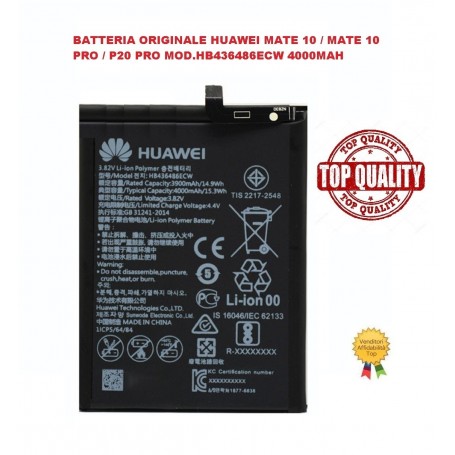 BATTERIA ORIGINALE SERVICE PACK HUAWEI MATE 10/P20 PRO 4000 mAh MOD. HB436486ECW