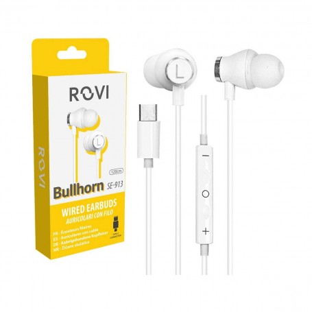 ROVI BULLHORN SE-913 AURICOLARI A FILO TYPE-C BIANCO