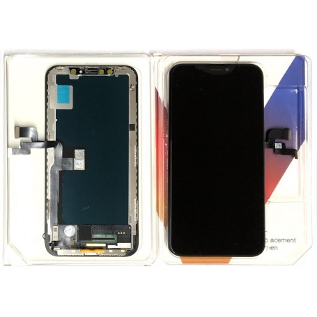 DISPLAY LCD HD-INCELL PER APPLE IPHONE X TOUCH FRAME NERO 5.8" + ALLOGGI + BIADESIVO