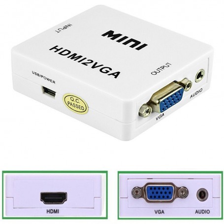 TRUSTECH CONVERTITORE HDMI2VGA FULL HD SEGNALE DA HDMI A VGA AUDIO VIDEO 1080P