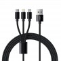 VEGER CAVO 3in1 USB A TIPO C + APPLE LIGHTNING 8 PIN + MICRO, 2A V303 1,2MT - NERO