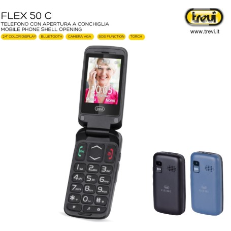 TREVI FLEX 50 C TELEFONO PER ANZIANI TASTO SOS,BT NERO