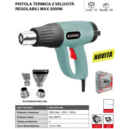 PISTOLA TERMICA 2 VELOCITÀ REGOLABILI MAX 2000W