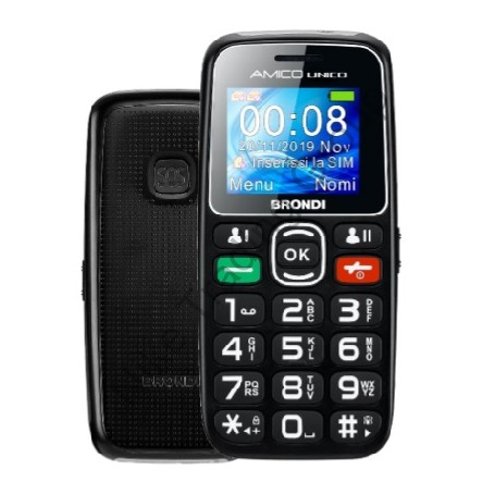 BRONDI AMICO UNICO 1,8" DISPLY A COLORI TASTO SOS DUAL SIM CONTROLOLO REMOTO BLACK