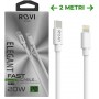 ROVI ELEGANT CAVO 2 METRI DA TYPE-C A LIGHTNING IN PVC ULTRA RESISTENTE SA10CL 3A BIANCO