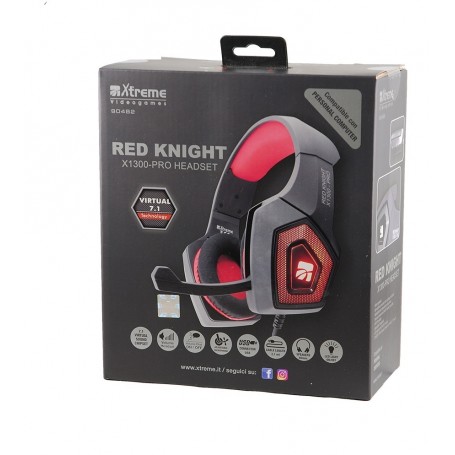 CUFFIE RED KNIGHT X1300 PRO  GAMING HEADPHONE COMPATIBILE PER P.C. CON REGOLATORE VOLUME E SWITCH MICROFONO