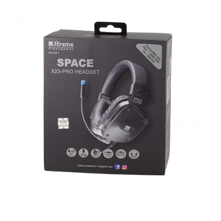 CUFFIE SPACE GAMING HEADPHONE 2.0 COMPATIBILE PS4 E XBOX NERE E BLU CON REGOLATORE VOLUME E SWITCH MICROFONO